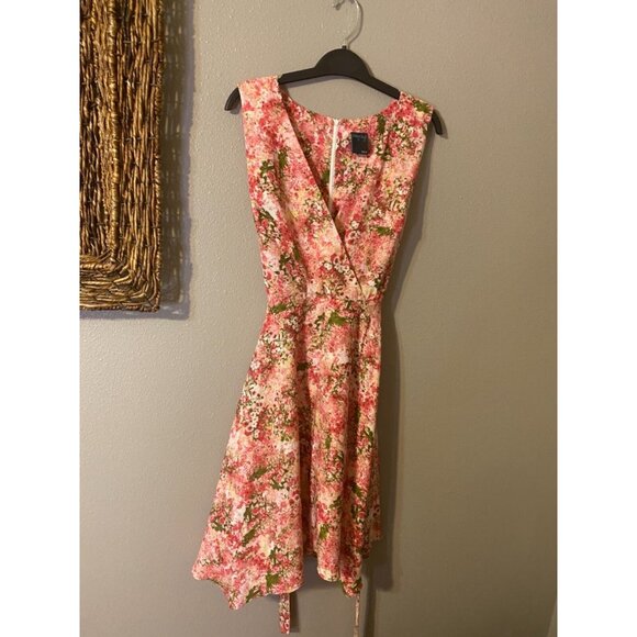 Gabby Skye Dress Green Pink 10 Flowy Floral A Line Washable Career Church - Picture 5 of 6